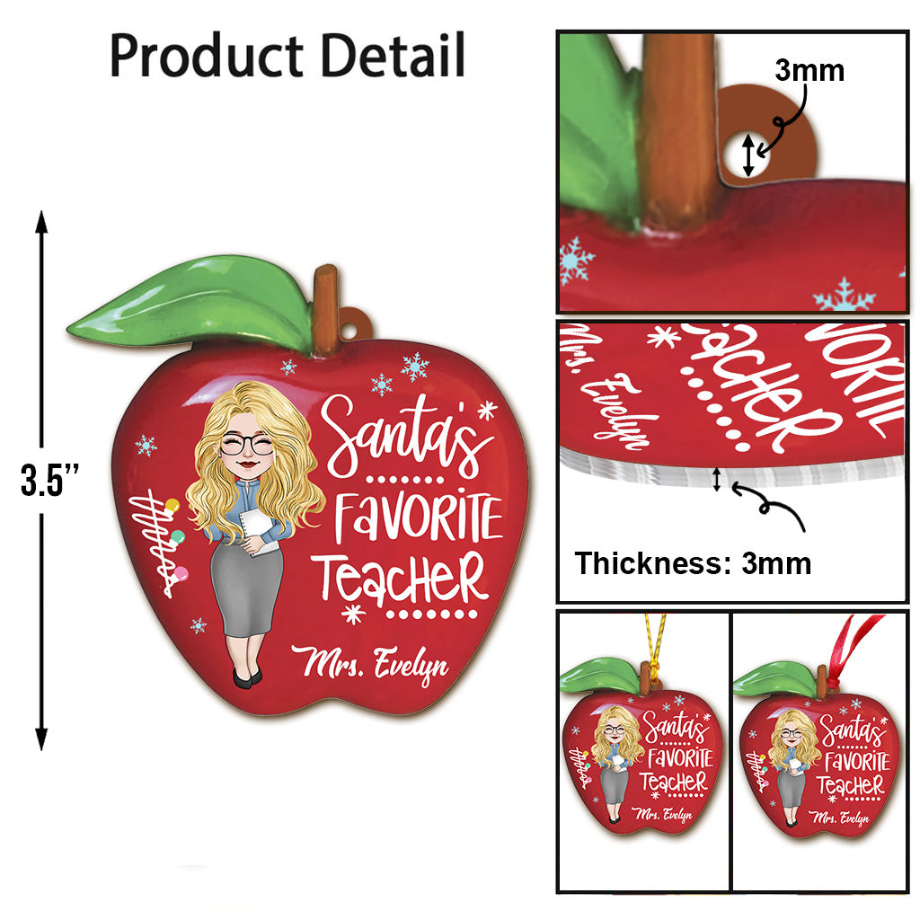 Santa's Favorite Teacher - Personalized Teacher Ornament