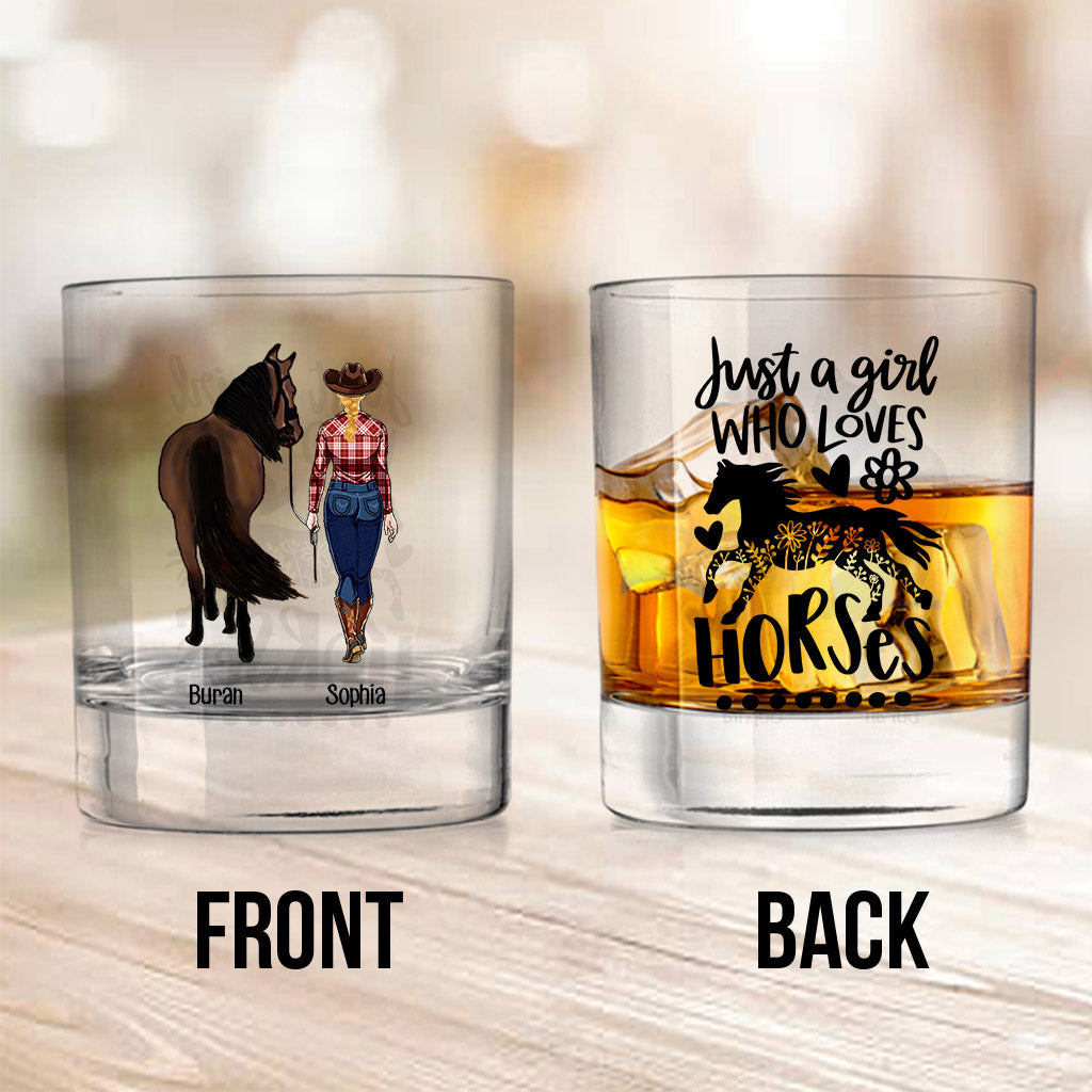 Just A Girl Who Loves Horses - Personalized Horse Rock Glass