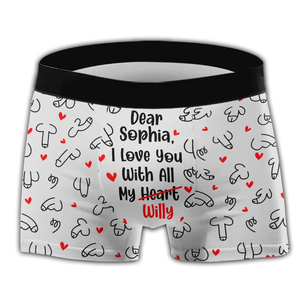 Ich liebe dich mit meinem ganzen Penis - Personalisierte Boxershorts für Männerpaare