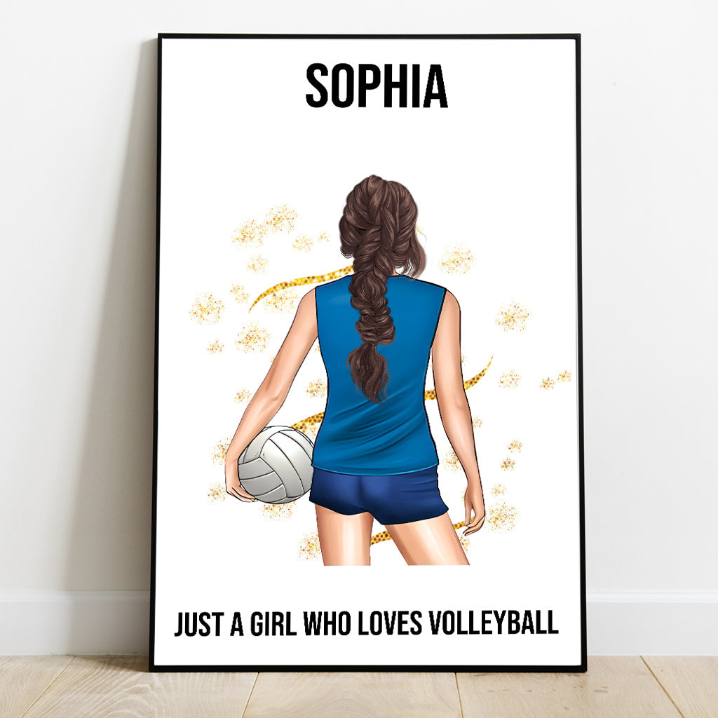 Einfach ein Mädchen, das Volleyball liebt – Personalisierte Volleyball-Leinwand und Poster
