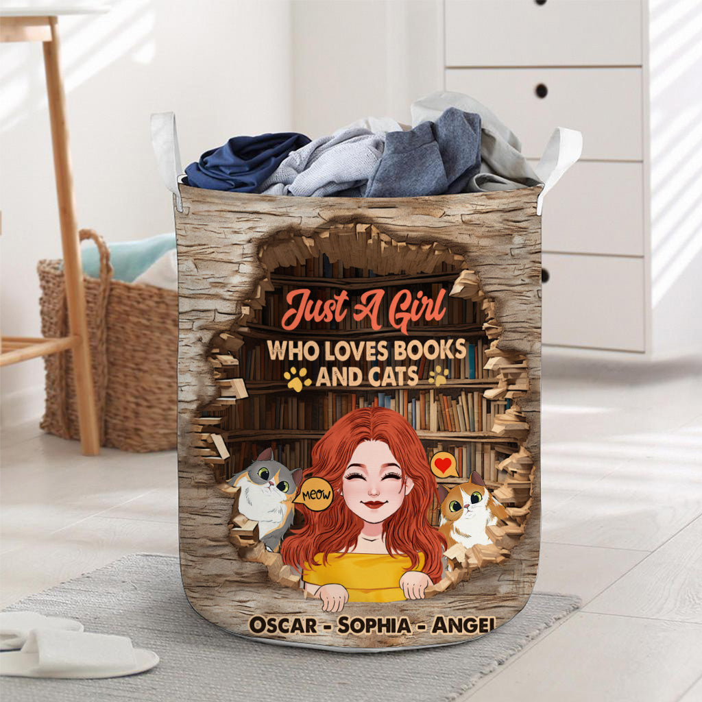 Love Books And Cats - Personalized Book Storage Basket