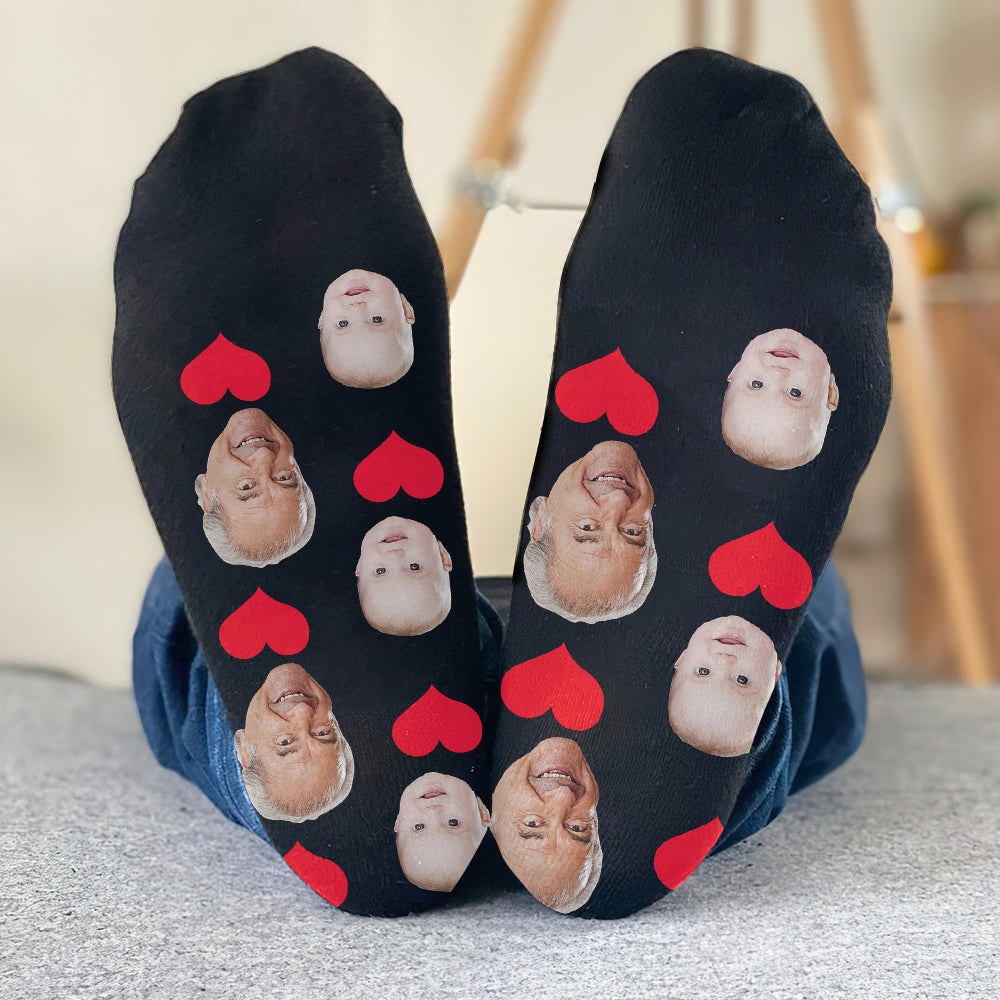 Individuelles Gesichtsherzmuster – personalisierte Opa-Socken
