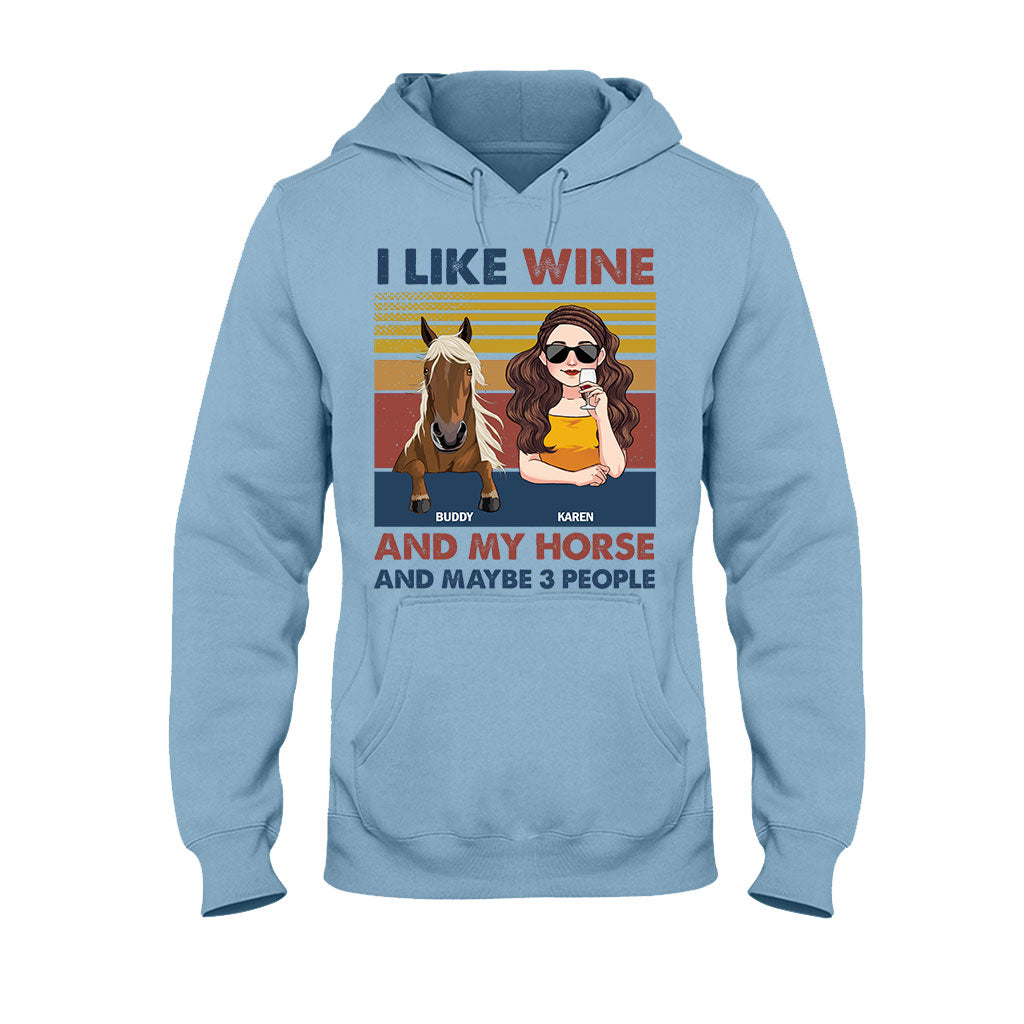 Ich mag Wein und mein Pferd – personalisiertes Pferde-T-Shirt & Hoodie