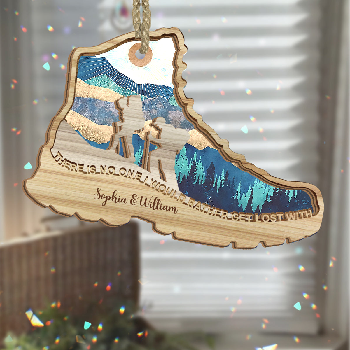 There Is No One I Would Rather Get Lost With - Hiking gift for wife, husband, boyfriend, girlfriend - Personalized Suncatcher