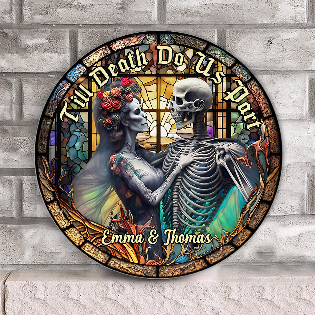 „Du und ich, wir schaffen das“ – Personalisiertes Totenkopf-Rundschild aus Holz