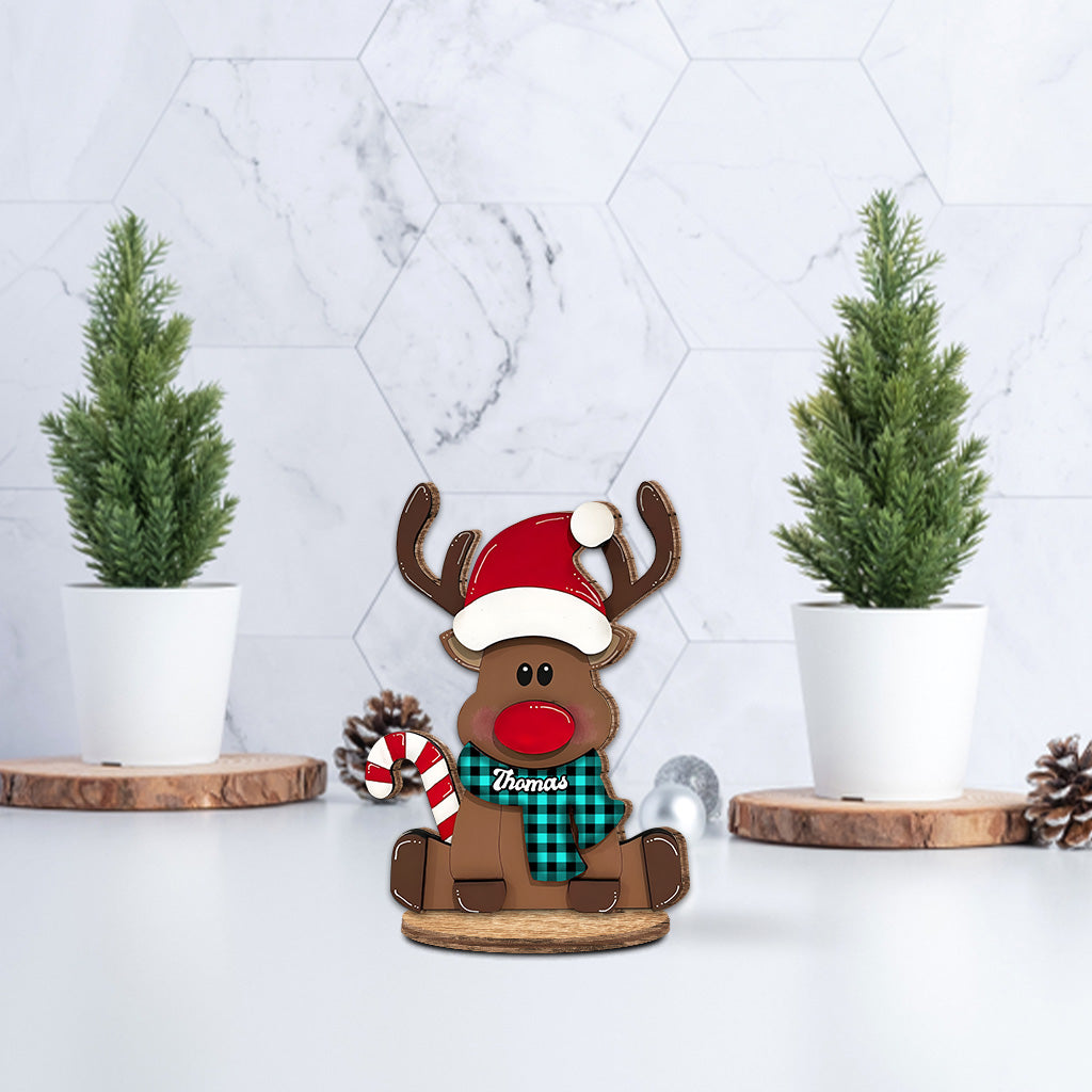 Frohe Weihnachten – Personalisierte, freistehende Holzplakette für die Familie