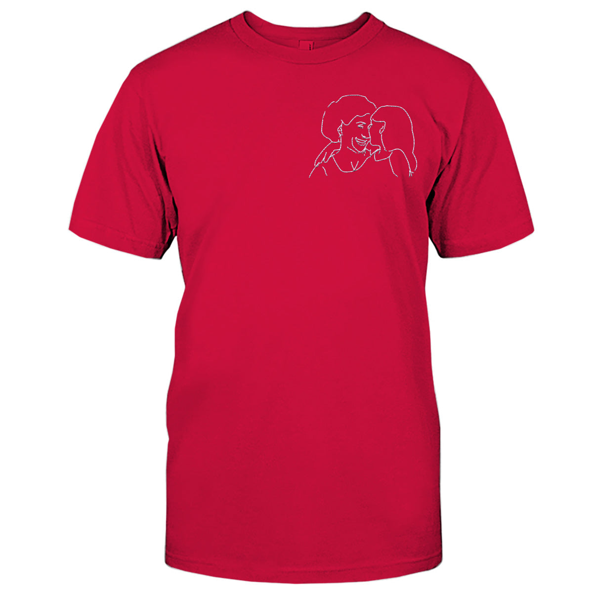 Individuelle Linienzeichnung – Personalisiertes, besticktes T-Shirt für Oma