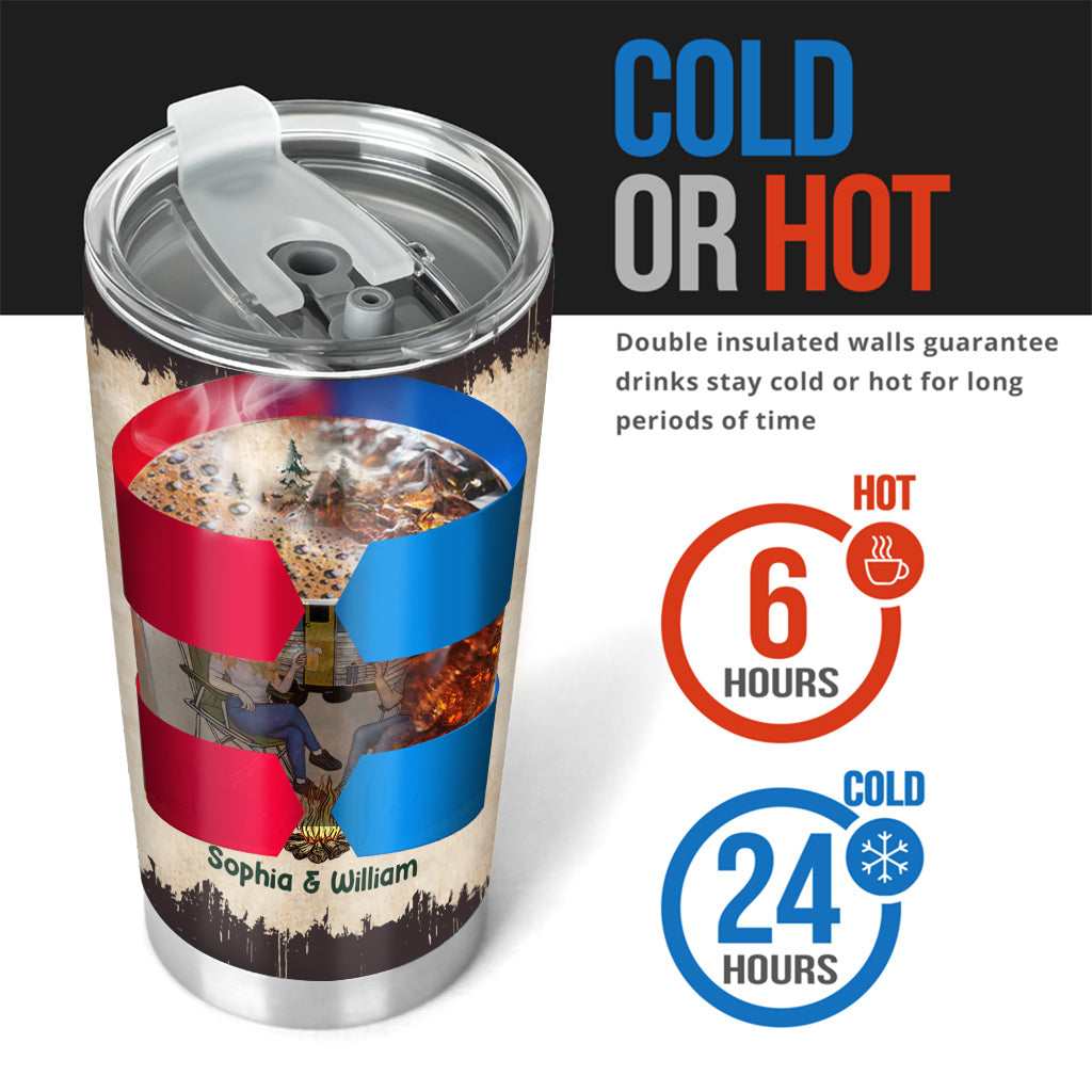 Lasst uns am Lagerfeuer sitzen – personalisierter Campingbecher