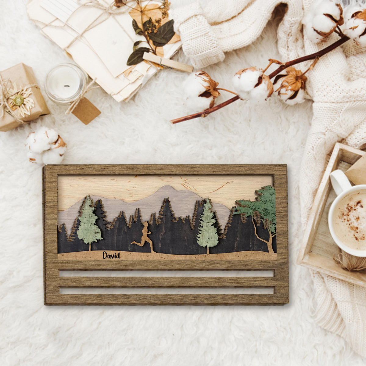 Medal Display - Personalized Running 2 Layered Wood Sign / Wood Plaque