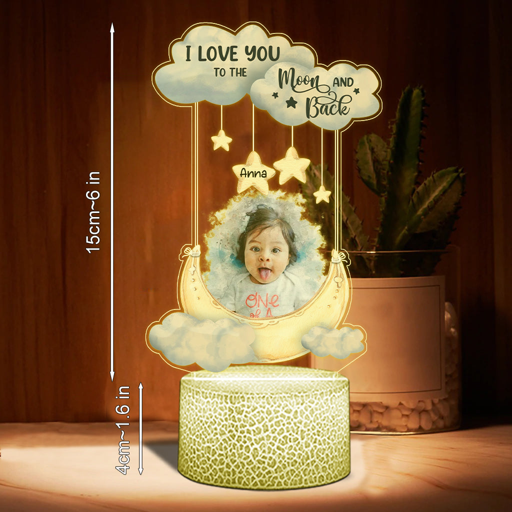 Ich liebe dich bis zum Mond und zurück – Personalisierte, familienförmige Plakettenleuchte