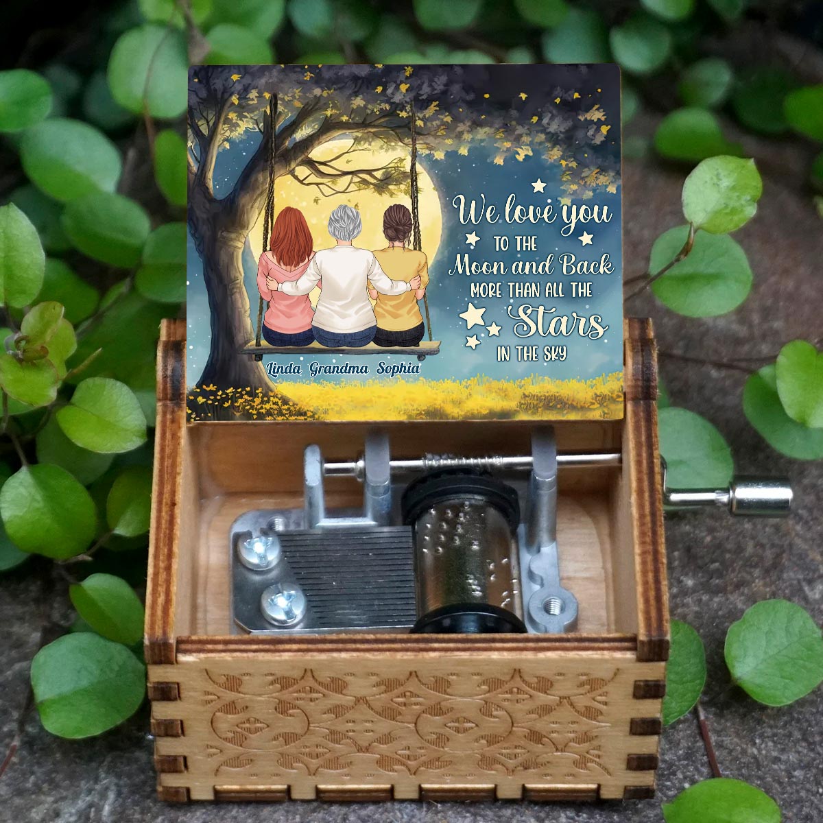 More Than All The Stars - Personalized Mother's Day Grandma Hand Crank Music Box