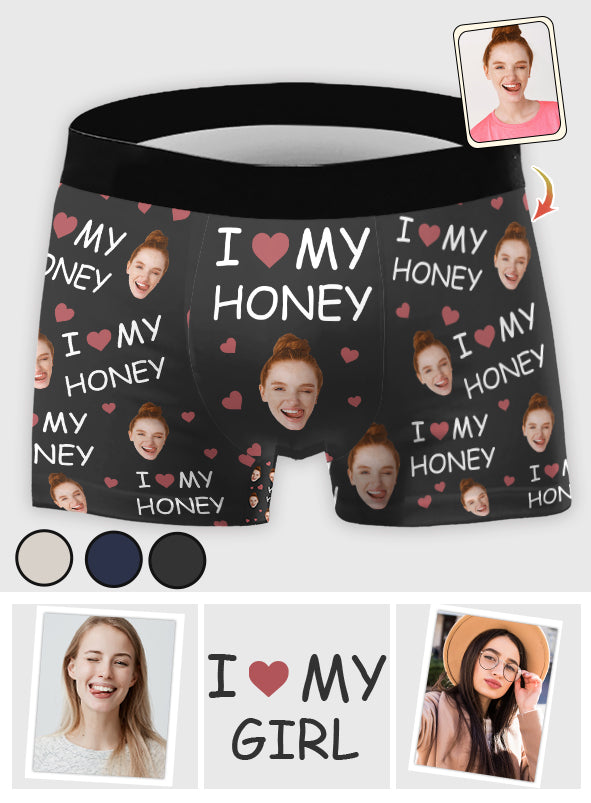 Ich liebe meine Frau/Freundin/Schatz – Personalisierte Boxershorts für Männer mit dem Aufdruck „Ehemann und Ehefrau“