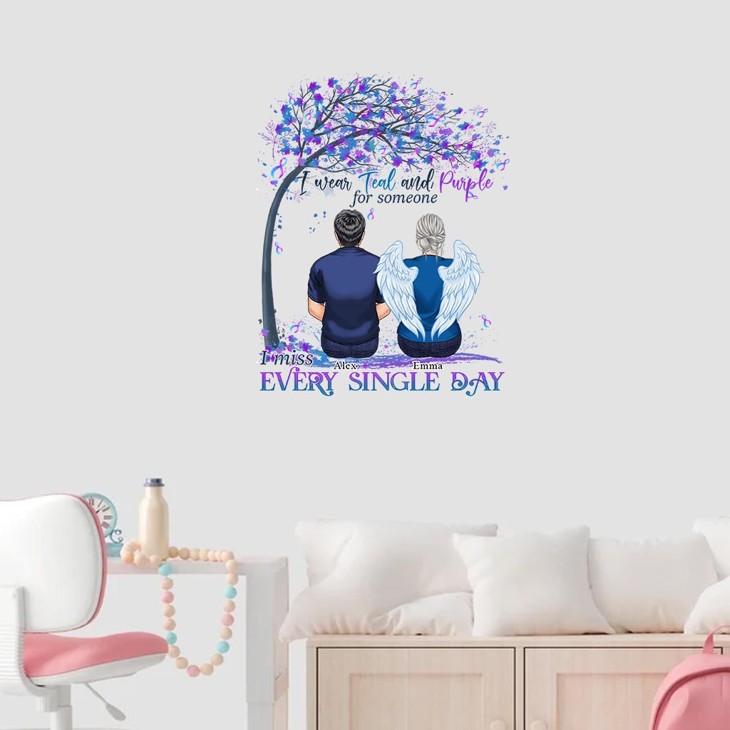 I Wear Teal And Purple - Personalized Suicide Prevention Decal Full