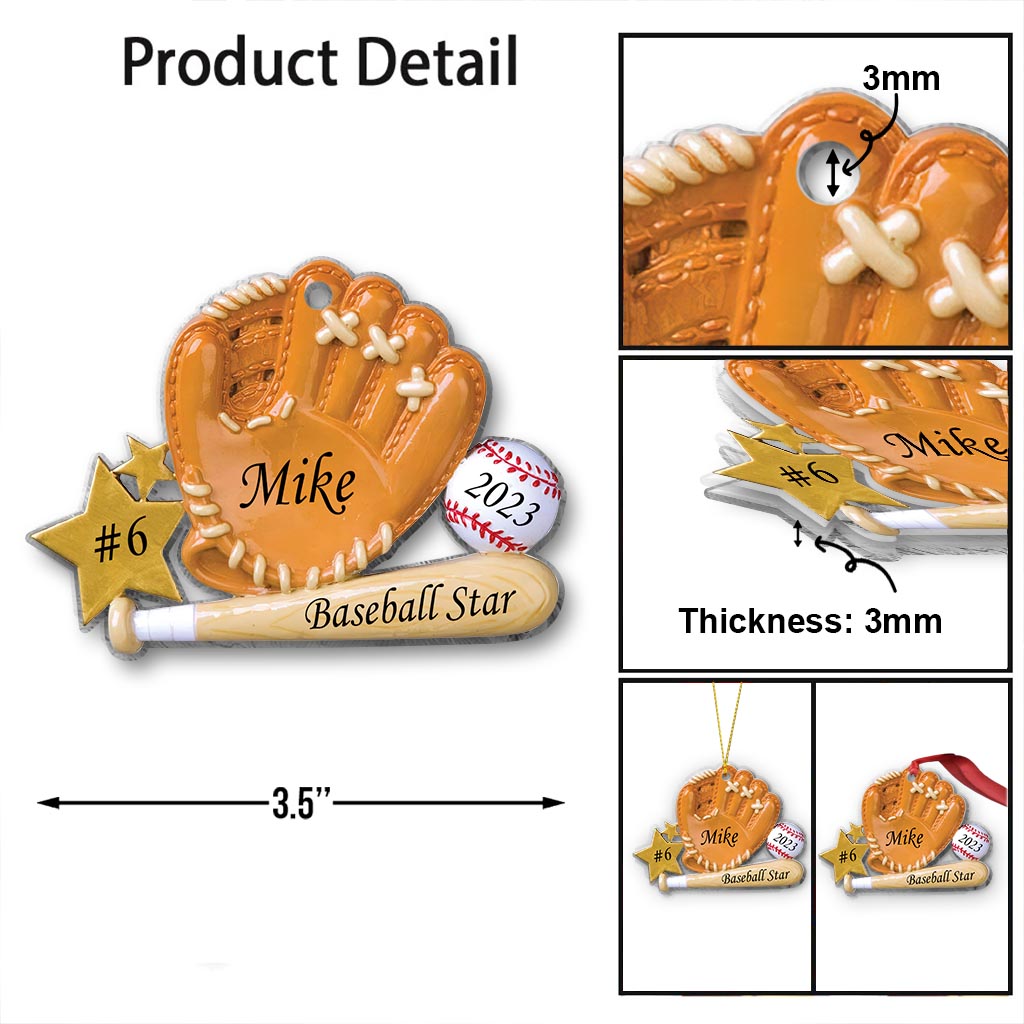Baseball Star - Personalized Baseball Ornament