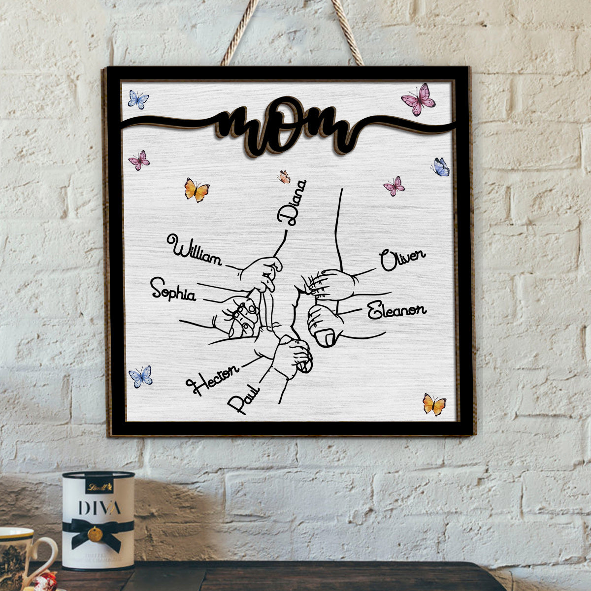 Halt meine Hand – Personalisiertes 2-lagiges Holzschild „Oma“ / Holzplakette