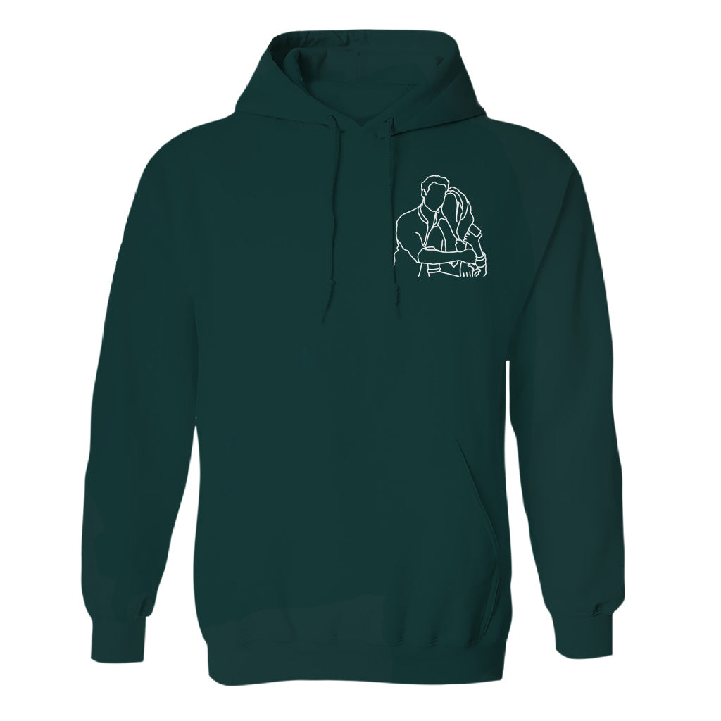 Individuelle Linienzeichnung – Personalisierter, bestickter Hoodie für Paare