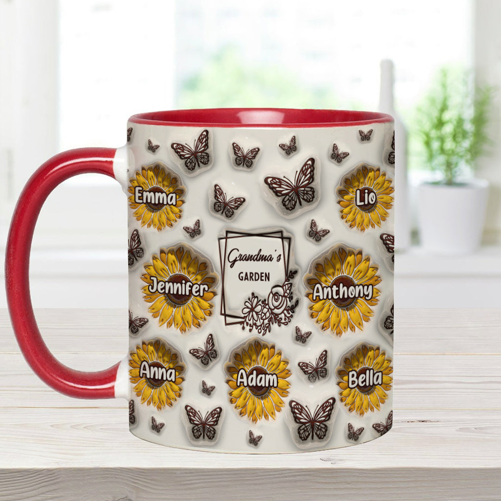Omas Sonnenblumengarten – Geschenk für Oma – Personalisierte Tasse