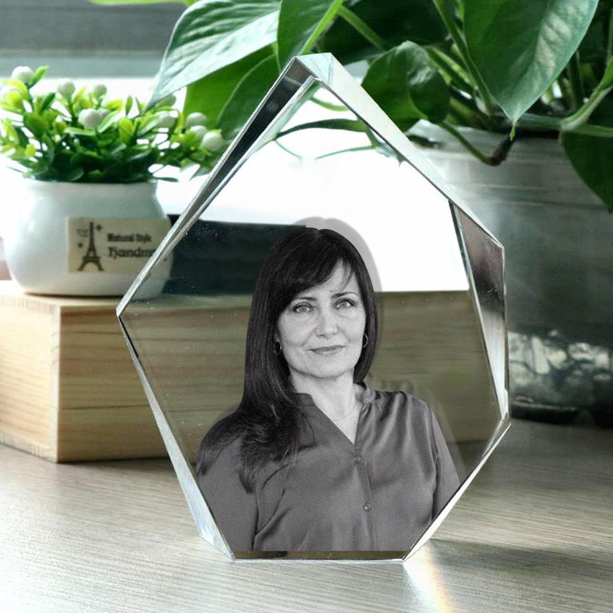 Foto nach Wunsch – Personalisierte Tante-Lasergravur, 3D-Eisberg-förmige Kristalllampe