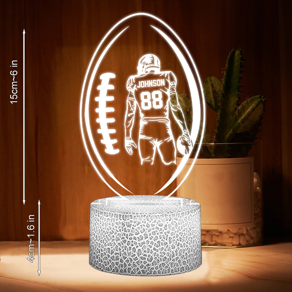 Night Light Football - Football gift for him, boyfriend, husband, son - Personalized Shaped Plaque Light Base