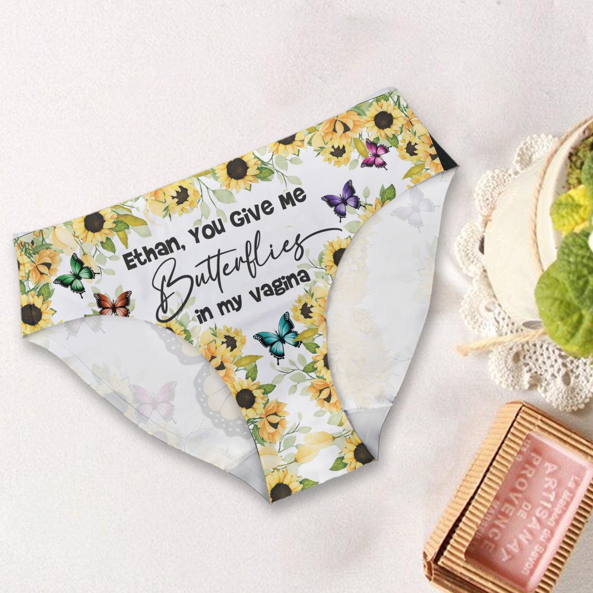 Du gibst mir Schmetterlinge in meiner Vagina - Personalisierte Slips für Paare