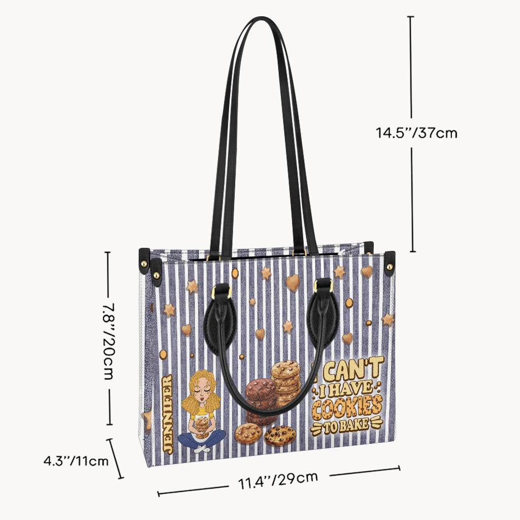 Ich kann nicht, ich muss Kekse backen – personalisierte Backhandtasche aus Leder