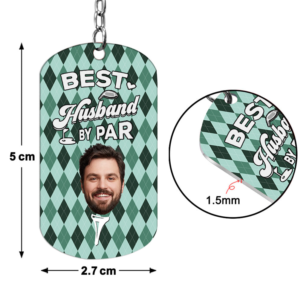 Best Dad By Par - Golf gift for dad, him, boyfriend, husband, grandpa - Personalized Stainless Steel Keychain