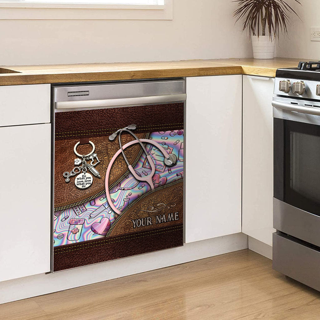 Rosa Stethoskop - Personalisierter Geschirrspülerbezug für Krankenschwestern