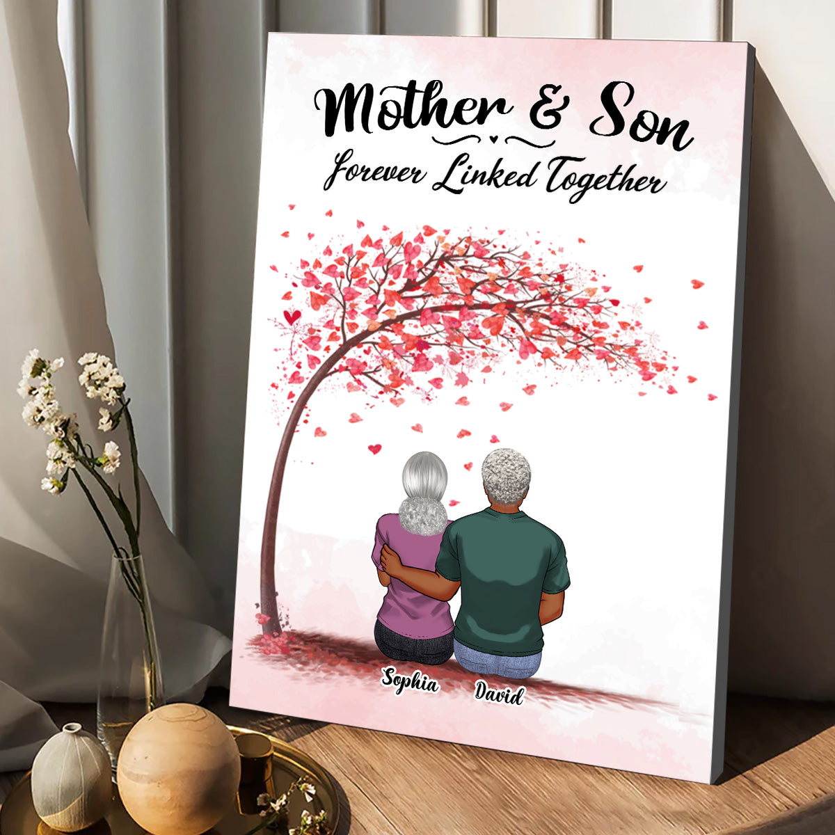 Für immer verbunden – Geschenk für Mama, Tochter, Sohn – Personalisierte Leinwand und Poster