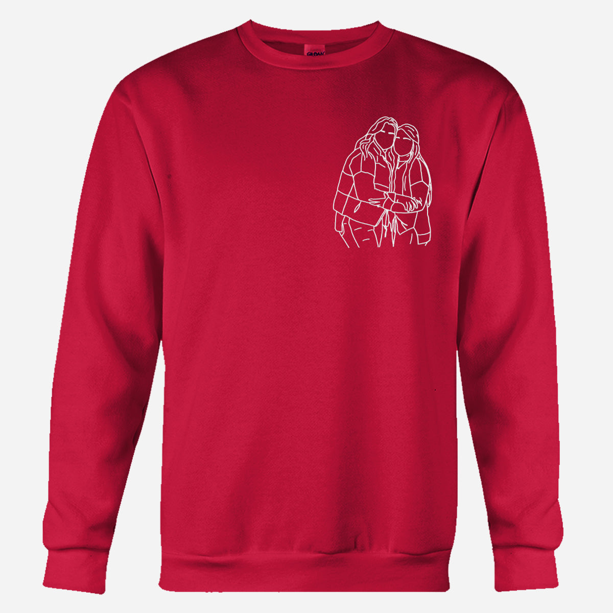 Individuelle Strichzeichnung – Personalisierter, bestickter Pullover für die beste Freundin