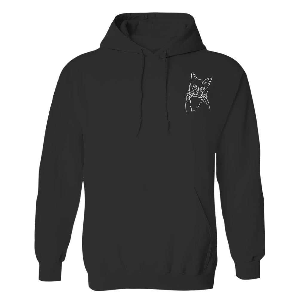 Individuelle Linienzeichnung – Personalisierter Hoodie mit Katzenstickerei