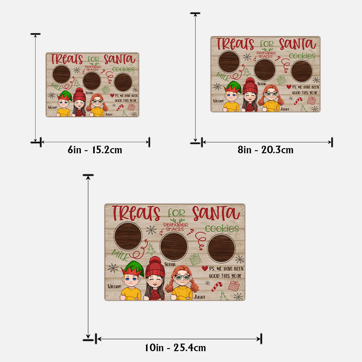 Leckereien für den Weihnachtsmann – Personalisiertes zweilagiges Holzschild für die Familie