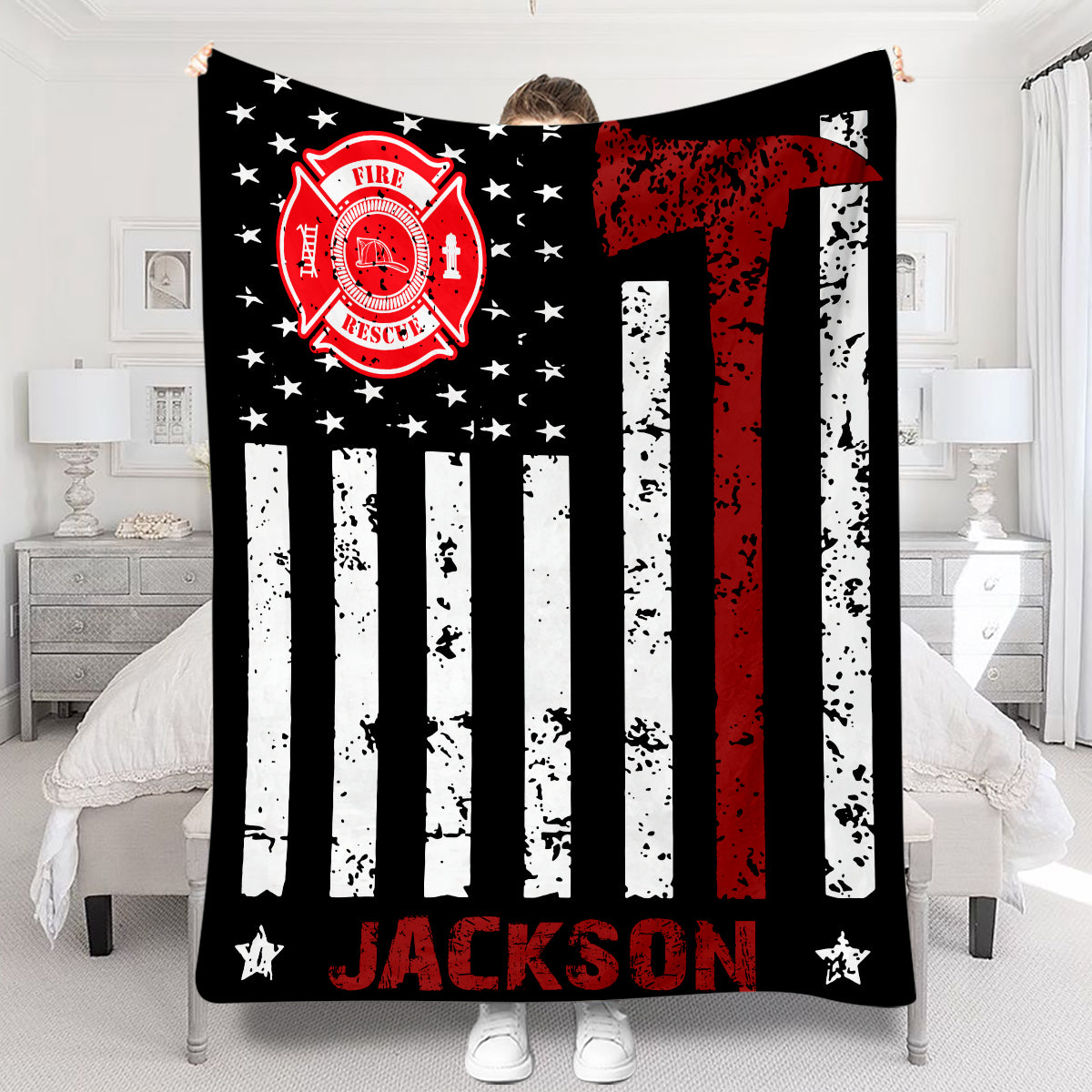 Stolzer Feuerwehrmann – Geschenk für Feuerwehrleute, Väter, Ehemänner, Söhne – Personalisierte Decke
