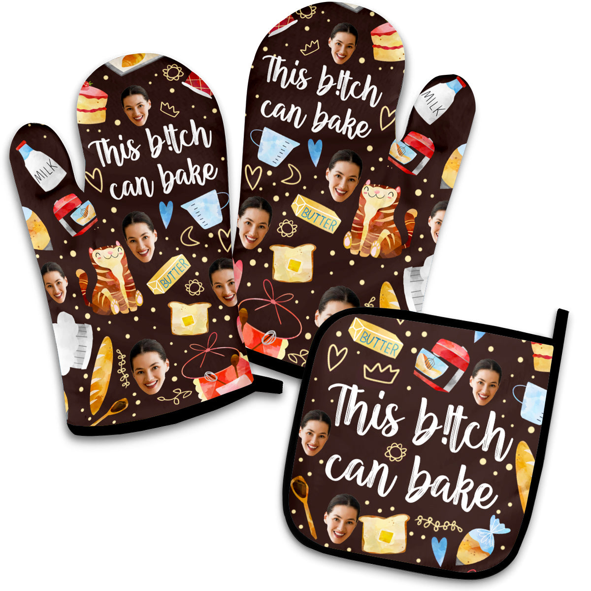 This Girl Can Bake - Personalized Baking Oven Mitts & Pot Holder Set