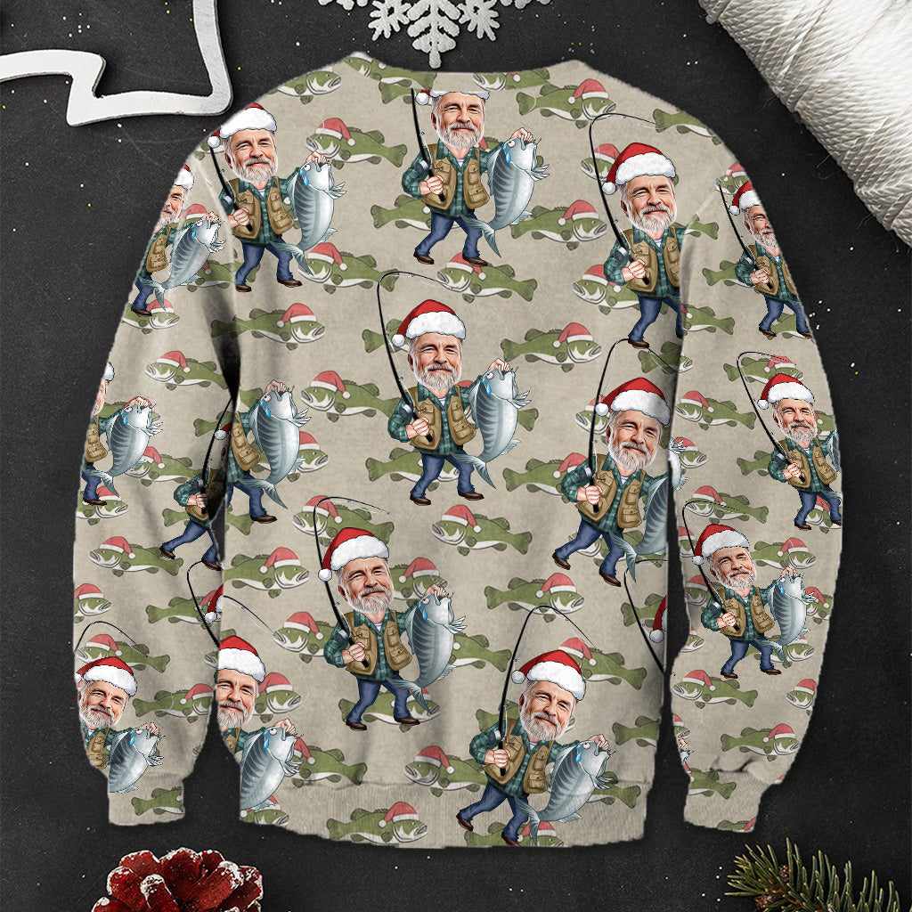 Weihnachtspullover zum Thema Angeln - Personalisierter hässlicher Anglerpullover