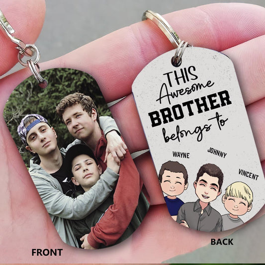 This Awesome Dad Belongs - Gift for dad, uncle, brother, grandpa - Personalized Stainless Steel Keychain