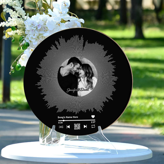 Our Love Song - Personalized Couple Round Wood Sign
