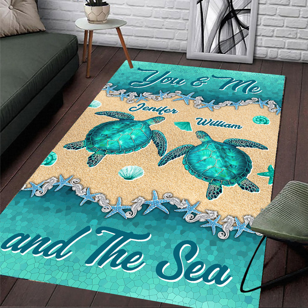 Salty Lil' Beach - Personalized Turtle Rug