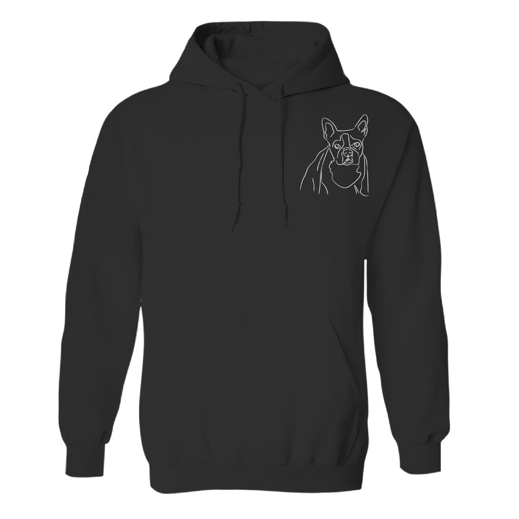Individuelle Linienzeichnung – Personalisierter Hoodie mit Hundestickerei