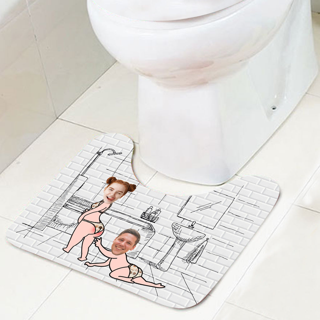 Ich möchte nur berühren – Personalisiertes Badezimmer-Vorhang- und Matten-Set für Paare