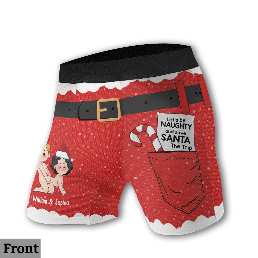 Let's Be Naughty - Personalized Couple Men Boxer Briefs