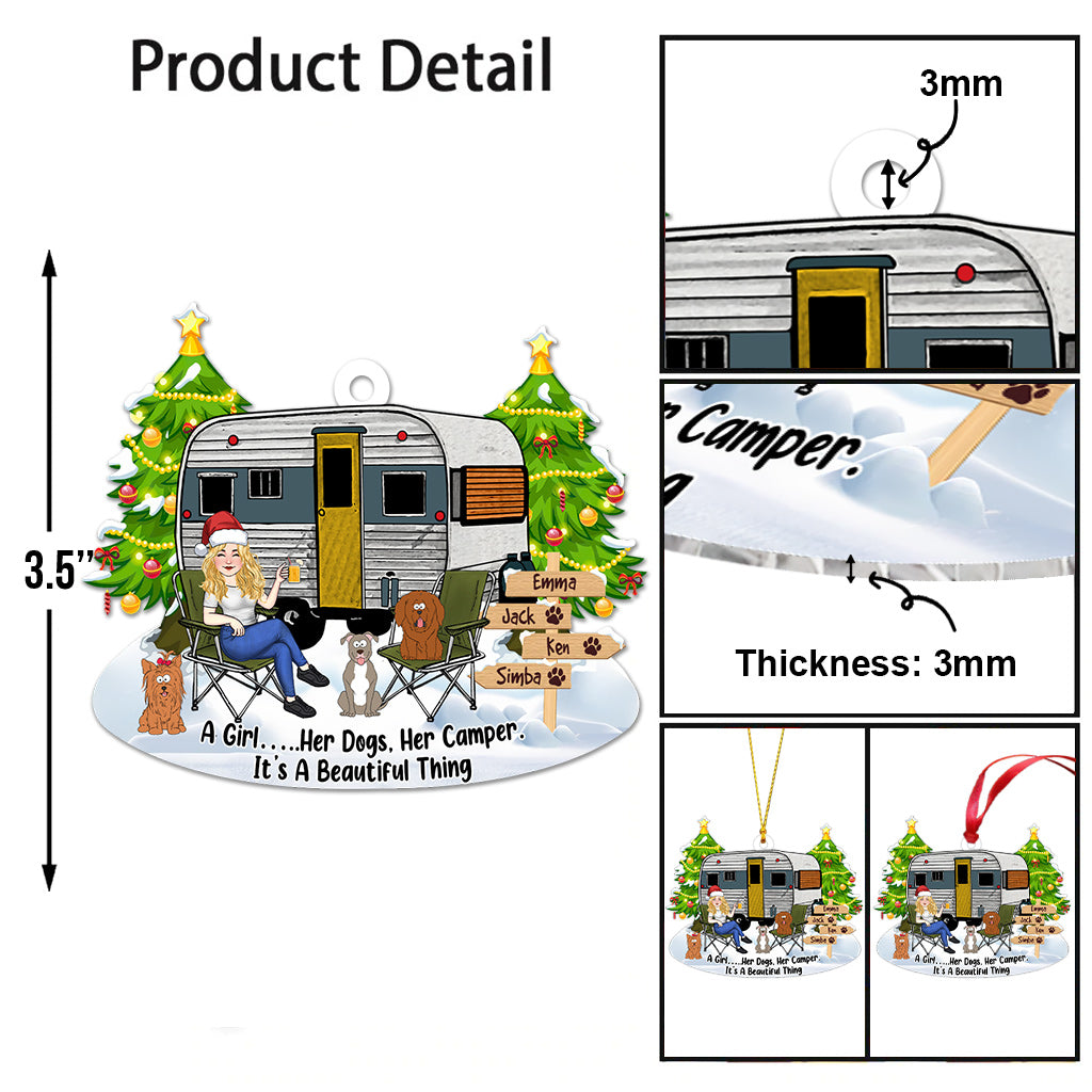Ein Mädchen und ihr Hund – Campinggeschenk für Hundeliebhaber – Personalisierter Weihnachtsschmuck