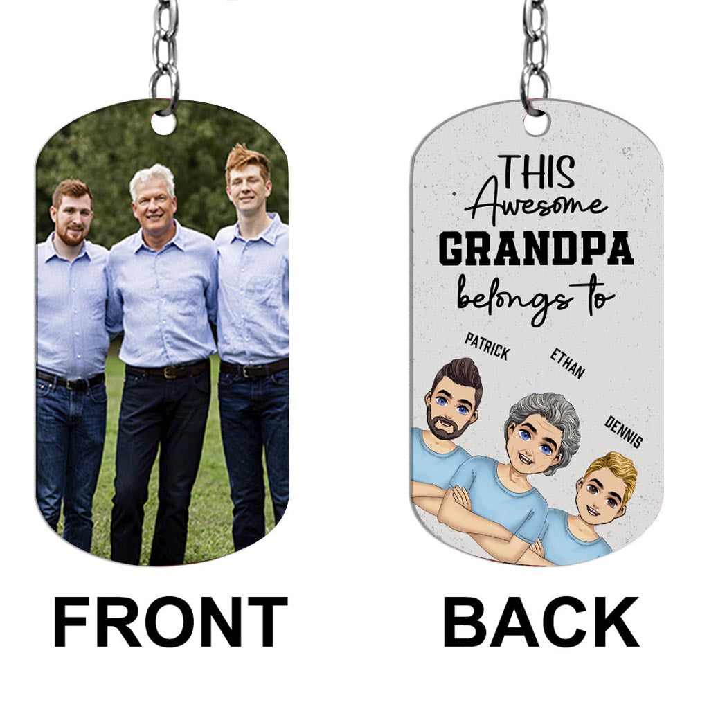 Dieser tolle Papa gehört dazu – Geschenk für Papa, Onkel, Bruder, Opa – Personalisierter Edelstahl-Schlüsselanhänger