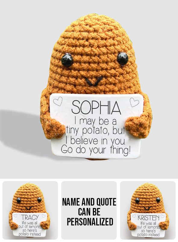 Positive Potato – Personalisierte handgestrickte Figur