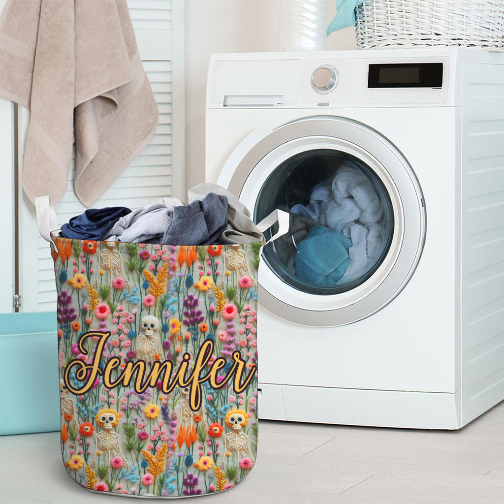 Floral Skeleton - Personalized Skull Storage Basket