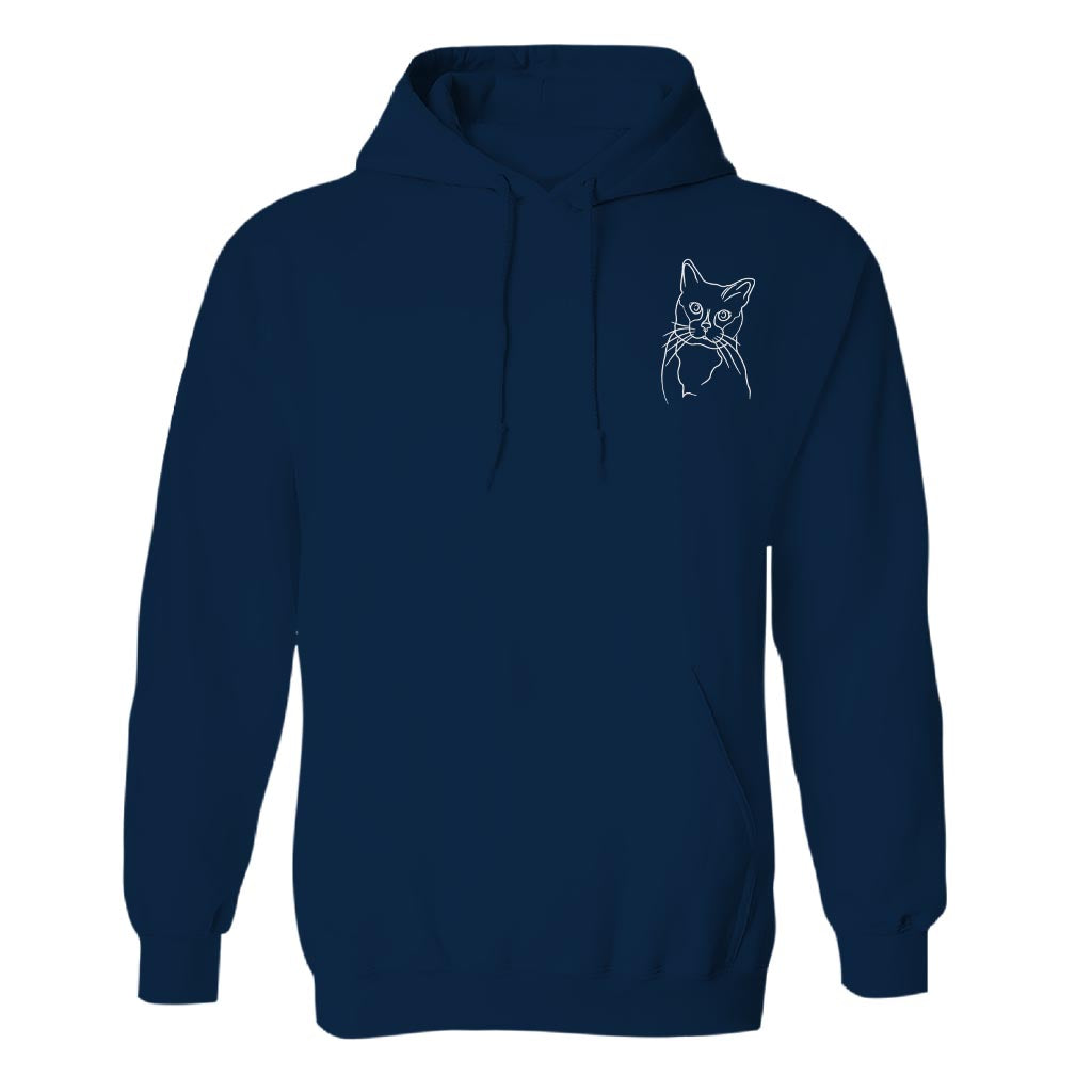 Individuelle Linienzeichnung – Personalisierter Hoodie mit Katzenstickerei