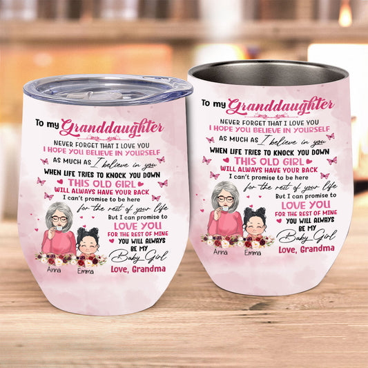 To My Granddaughter - Personalized Grandma Wine Tumbler