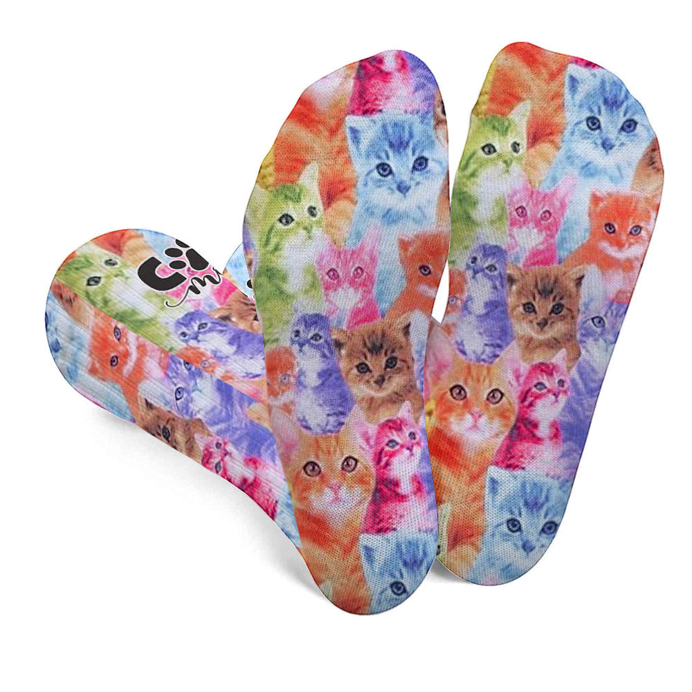 Photo Insert Transferring Into Colorful Style - Personalized Cat Socks