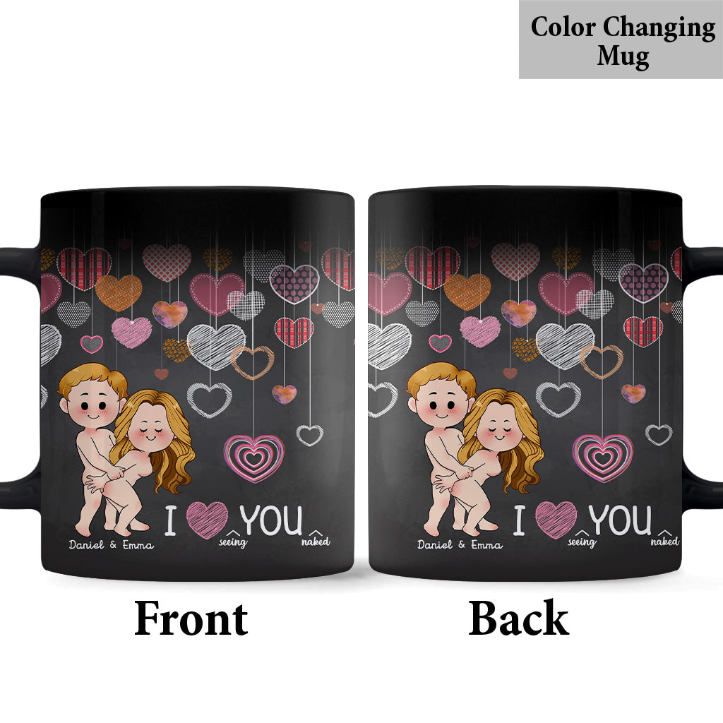 Ich liebe es, dich nackt zu sehen – personalisierte Tasse für Paare
