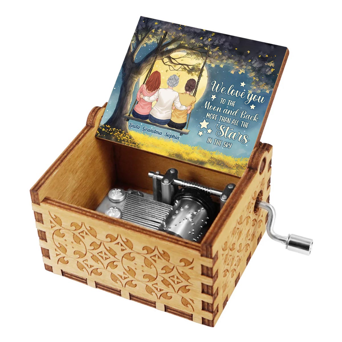 More Than All The Stars - Personalized Mother's Day Grandma Hand Crank Music Box