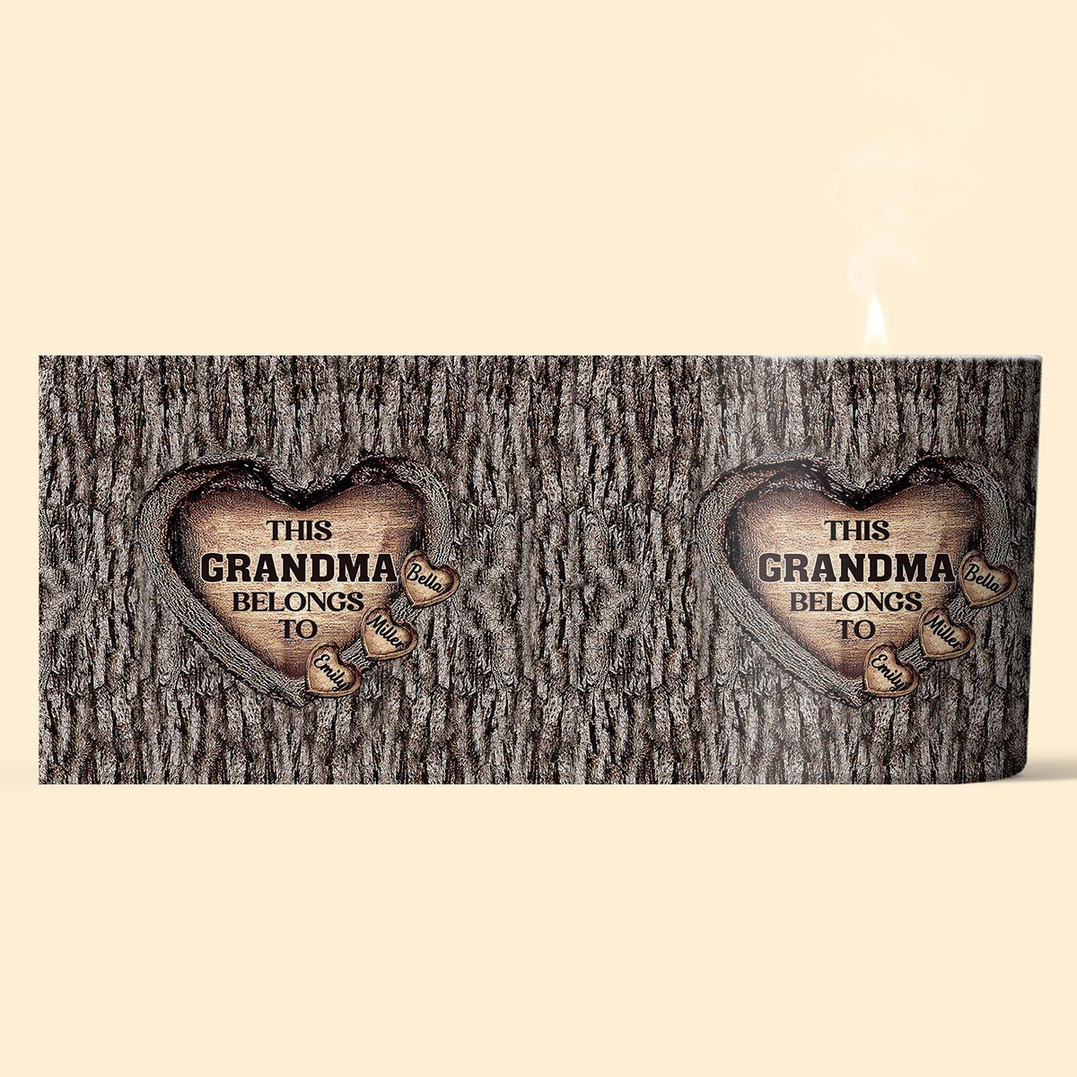 Papas Herz – Geschenk für Papa, Oma, Opa, Mama, Onkel, Tante, Bruder, Schwester – Personalisierte Kerze mit Holzdeckel